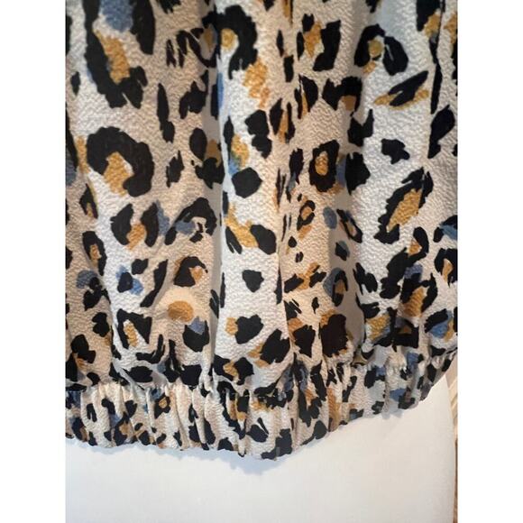 TIMING BUTTON UP CROP TOP CHEETAH PRINT WOMENS LARGE - Picture 4 of 8
